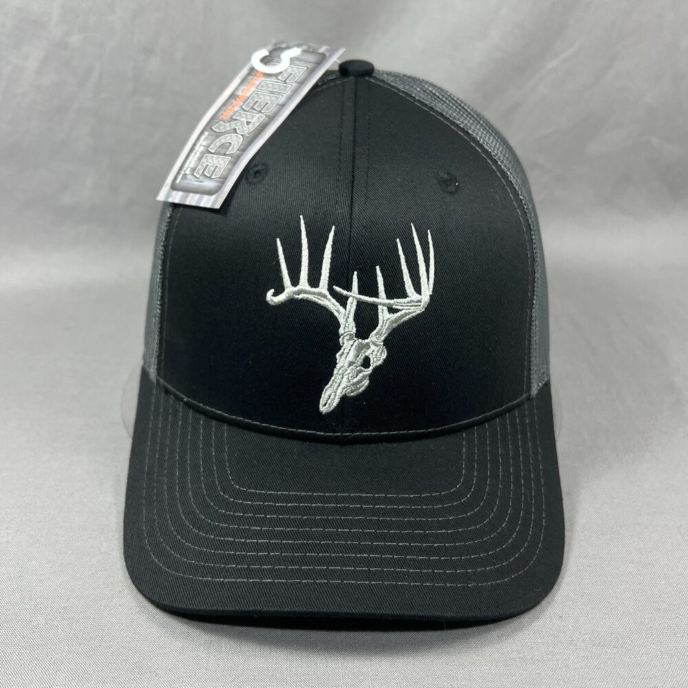 Skullz Antlers Fierce Snapback Hat Black Trucker Fishing Hunting Outdoor Mens - Picture 2 of 13